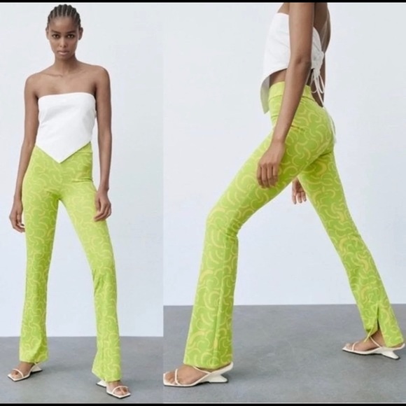 NWT Groovy Zara Flare Fitted Pants in groovy neon shades and pattern - Picture 2 of 7